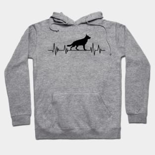 German Shepherd Heartbeat dog Heartbeat Silhouette Hoodie